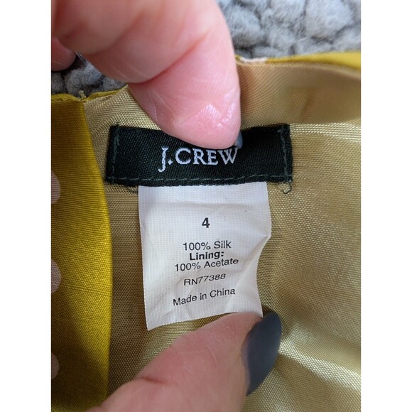 J Crew Dress Womens Size 4 Yellow 100% Silk Rosette Artsy Event Wedding Party - Picture 6 of 15